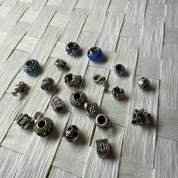 Lot of 20 Sterling Silver Chamilia Charms Beads Different Designs Plus READDD - Picture 1 of 5